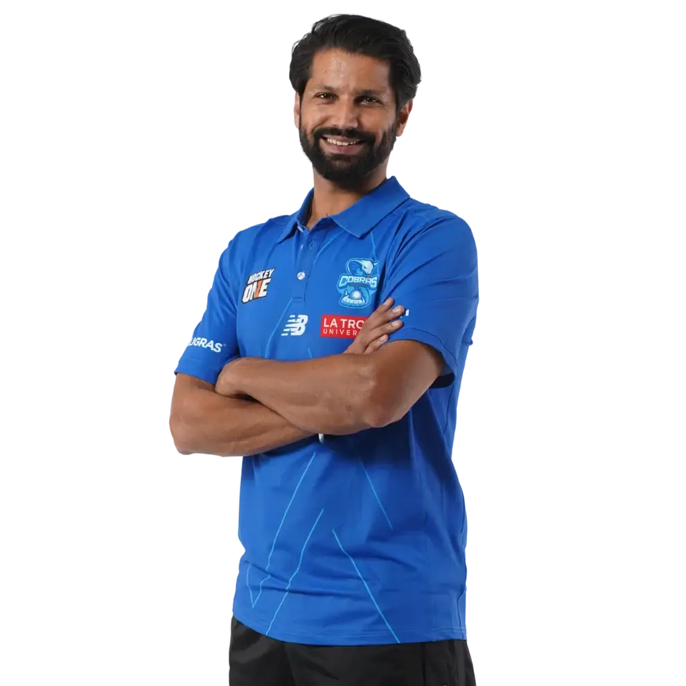 Hockey One Strike Force promotional polo shirt worn by a Melbourne Cobras player